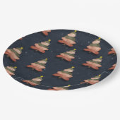 ミッドナイトブルークリスマスツリーパターン(大) ペーパープレート (アングル)