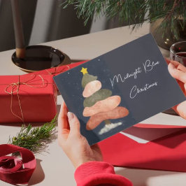 ミッドナイトブルークリスマス – エレガントツリー シーズンポストカード