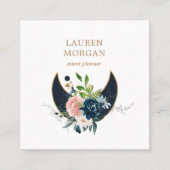 ミッドナイトブルークレセントムーンフローラ スクエア名刺 (正面)