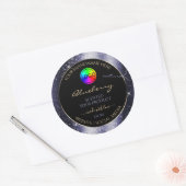 ミッドナイトブルーグリッターフレーム製品ラベルとロゴ ラウンドシール (封筒)