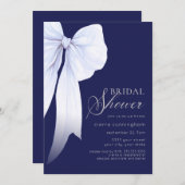 ミッドナイトブルーコケットボウブライダルシャワー 招待状 (正面/裏面)