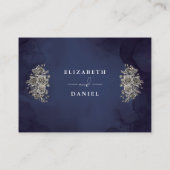 ミッドナイトブルーゴシックフローラウィングウェル結婚ズ エンクロージャーカード (裏面)