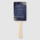 ミッドナイトブルーゴシックフローラ結婚式 プログラム ハンドファン (正面)