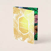 ミッドナイトブルーゴールドフォイルトロピカルウェディング招待 箔カード (正面)