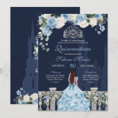 ミッドナイトブルーシンデレラプリンセスキンセアニラ 招待状 (正面/裏面)