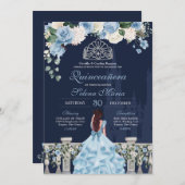 ミッドナイトブルーシンデレラプリンセスキンセアニラ 招待状 (正面/裏面)