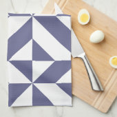 ミッドナイトブルージオメトリックデコキューブパターン キッチンタオル (四つ折り)