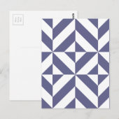 ミッドナイトブルージオメトリックデコキューブパターン ポストカード (正面/裏面)