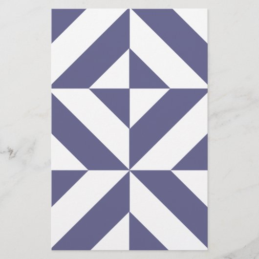 ミッドナイトブルージオメトリックデコキューブパターン 便箋 (正面)