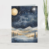 ミッドナイトブルースカイスターリーマウンテンファミリークリスマス カード (正面)