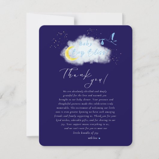 ミッドナイトブルースターライト男の赤ちゃんブリスストークスペシャル サンキューカード (正面)