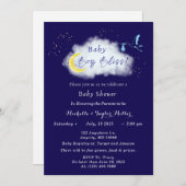 ミッドナイトブルースターライト男の赤ちゃんブリスストーク 招待状 (正面/裏面)