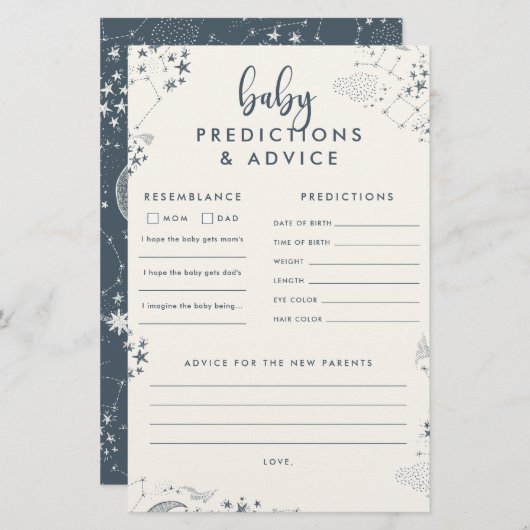 ミッドナイトブルースターリーナイトベビーシャワーの予測 (正面/裏面)