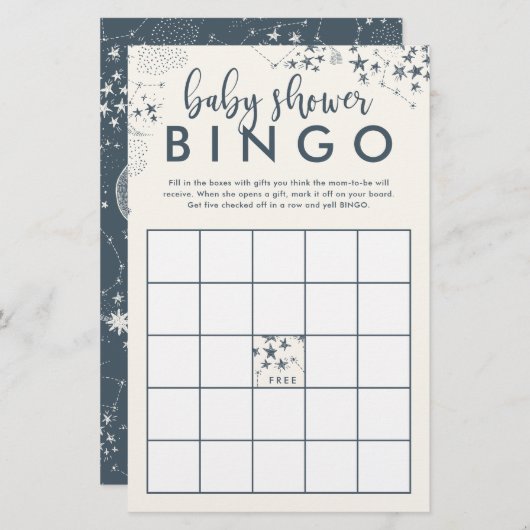 ミッドナイトブルースターリーナイトベビーシャワービンゴ (正面/裏面)