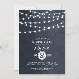 ミッドナイトブルーストリングライトI do BBQ招待状 招待状