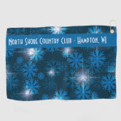 ミッドナイトブルースノーフレークパターカスタムン ゴルフタオル (横)