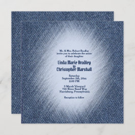 ミッドナイトブルーデニム結婚式招待状 招待状
