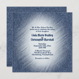 ミッドナイトブルーデニム結婚式招待状 招待状