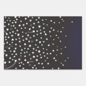 ミッドナイトブルーナイトスカイ射撃、 発砲スターズ銀河系 ラッピングペーパーシート (正面3)