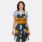 ミッドナイトブルーハロウィーンエプロン幽霊と太陽 エプロン (着用した状態)
