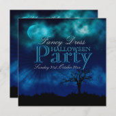 ミッドナイトブルーハロウィーンナイトスキー招待状 招待状 (正面/裏面)