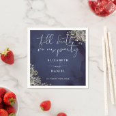 ミッドナイトブルーバラフローラ結婚ゴシック スタンダードカクテルナプキン (インサイチュ)