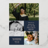 ミッドナイトブルーバラ金ゴールドアーチ&アロー卒業 箔招待状 (裏面)