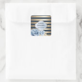 ミッドナイトブルーバラ金ゴールドストライプ スクエアシール (バッグ)