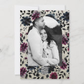 ミッドナイトブルーバーガンディーインクィーフローラアーモンドブライダル 招待状 (裏面)