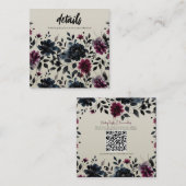 ミッドナイトブルーバーガンディーインクィーフローラアーモンド詳細 スクエア名刺 (正面/裏面)