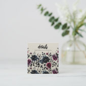 ミッドナイトブルーバーガンディーインクィーフローラアーモンド詳細 スクエア名刺 (スタンド正面)