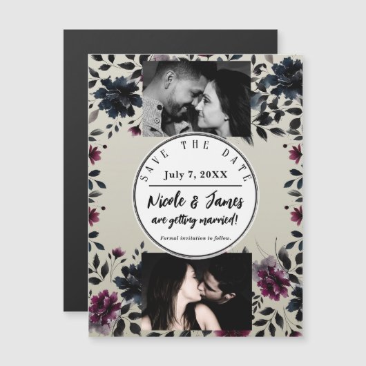 ミッドナイトブルーバーガンディーインクィーフローラアーモ結婚ンドズ (正面/裏面)