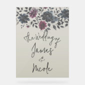 ミッドナイトブルーバーガンディーインクィーフローラアーモ結婚ンドズ アクリルサイン (正面)