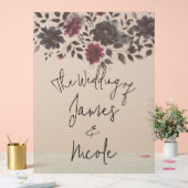 ミッドナイトブルーバーガンディーインクィーフローラアーモ結婚ンドズ アクリルサイン (ウェディング)