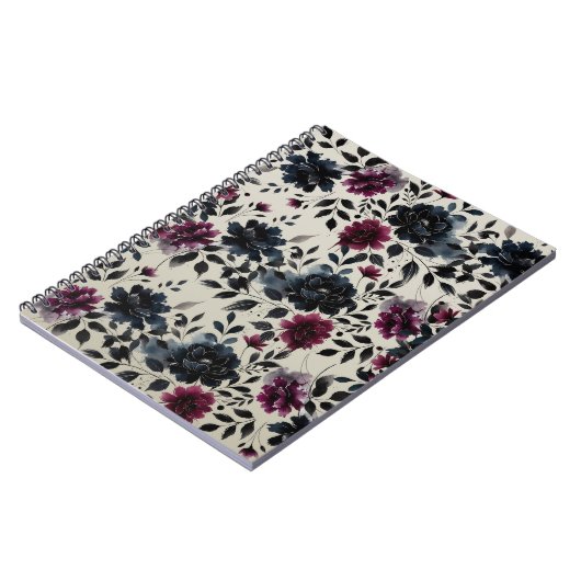 ミッドナイトブルーバーガンディーインクィーフローラアーモ結婚ンドズ ノートブック (左側)