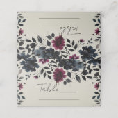 ミッドナイトブルーバーガンディーインクィーフローラアーモ結婚ンドズ プレイスカード (外部開封)