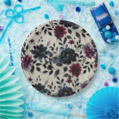 ミッドナイトブルーバーガンディーインクィーフローラアーモ結婚ンドズ ペーパープレート (パーティー)