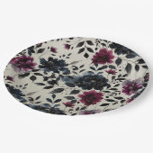 ミッドナイトブルーバーガンディーインクィーフローラアーモ結婚ンドズ ペーパープレート (アングル)