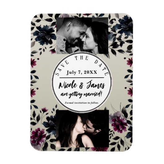 ミッドナイトブルーバーガンディーインクィーフローラアーモ結婚ンドズ マグネット (縦)