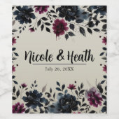 ミッドナイトブルーバーガンディーインクィーフローラアーモ結婚ンドズ ワインラベル (シングルラベル)