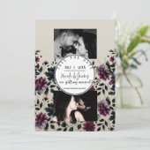 ミッドナイトブルーバーガンディーインクィーフローラアーモ結婚ンドズ 招待状 (スタンド正面)