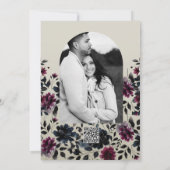 ミッドナイトブルーバーガンディーインクィーフローラアーモ結婚ンドズ 招待状 (裏面)