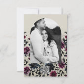 ミッドナイトブルーバーガンディーインクィーフローラアーモ結婚ンドズ 招待状 (裏面)