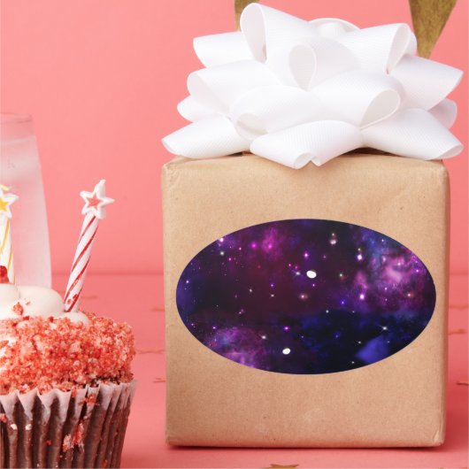 ミッドナイトブルーパープル銀河系 楕円形シール (パーティー)