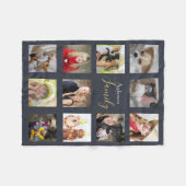 ミッドナイトブルーフォトブランケットコラージインスタグラム フリースブランケット (正面(横))