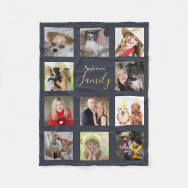 ミッドナイトブルーフォトブランケットコラージインスタグラム フリースブランケット