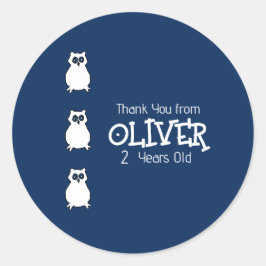 ミッドナイトブルーフクロウ誕生日パーティー ラウンドシール