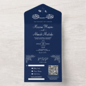 ミッドナイトブルーフローライスラム教ニカ オールインワン招待状 (内側)