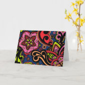 ミッドナイトブルーフローラカード カード (黄色い花)