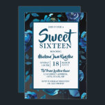 ミッドナイトブルーフローラブラックエレガントスウィート16招待状 招待状<br><div class="desc">ミッドナイトブルーフローラエレガントブラック甘い16招待状マッチングコレクションのニッチとネストストア。</div>